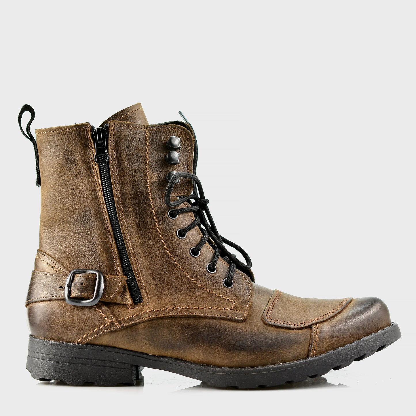 Brązowe skórzane buty motocyklowe męskie – Blake | Jordan Handmade Shoes