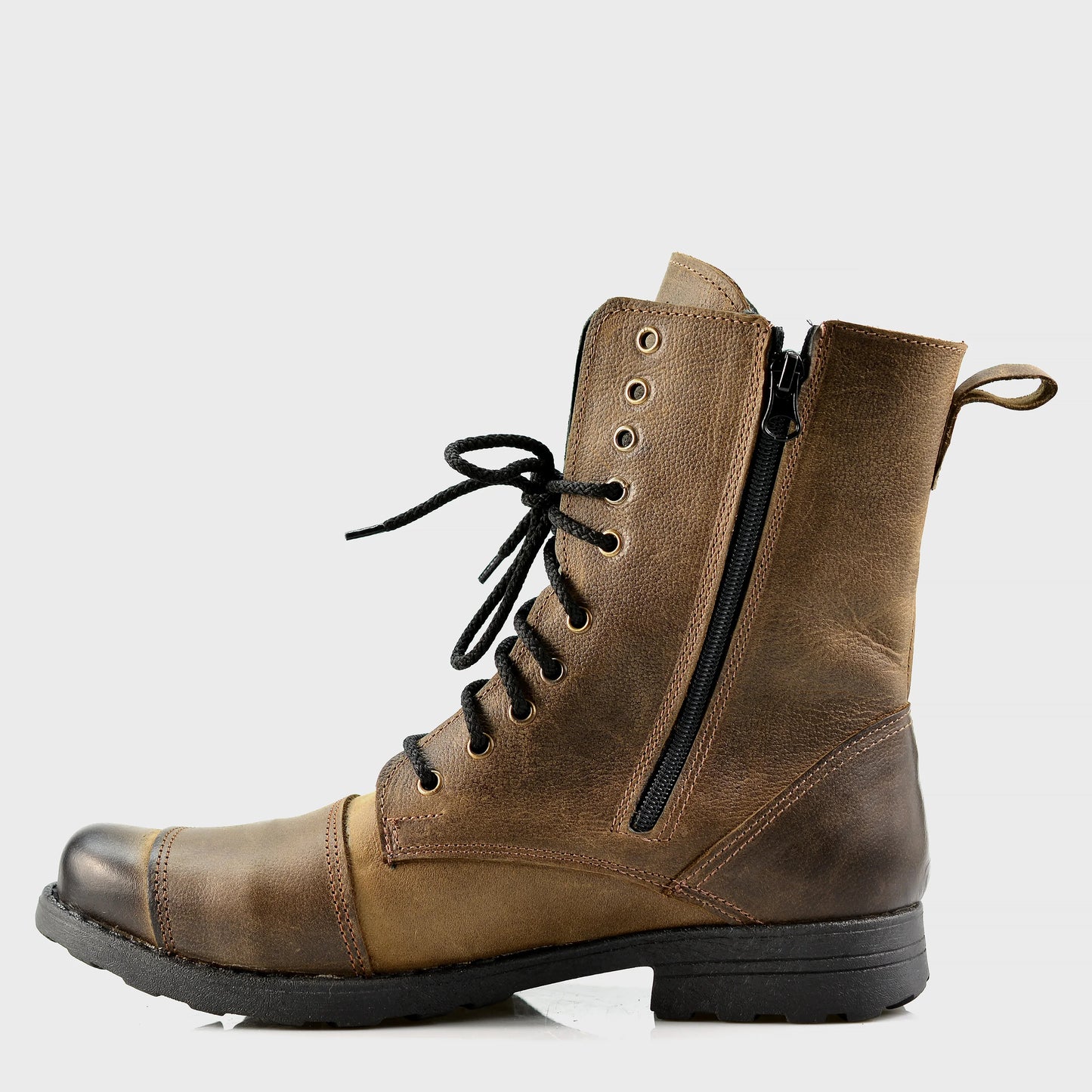 Brązowe skórzane buty motocyklowe męskie – Hunter | Jordan Handmade Shoes