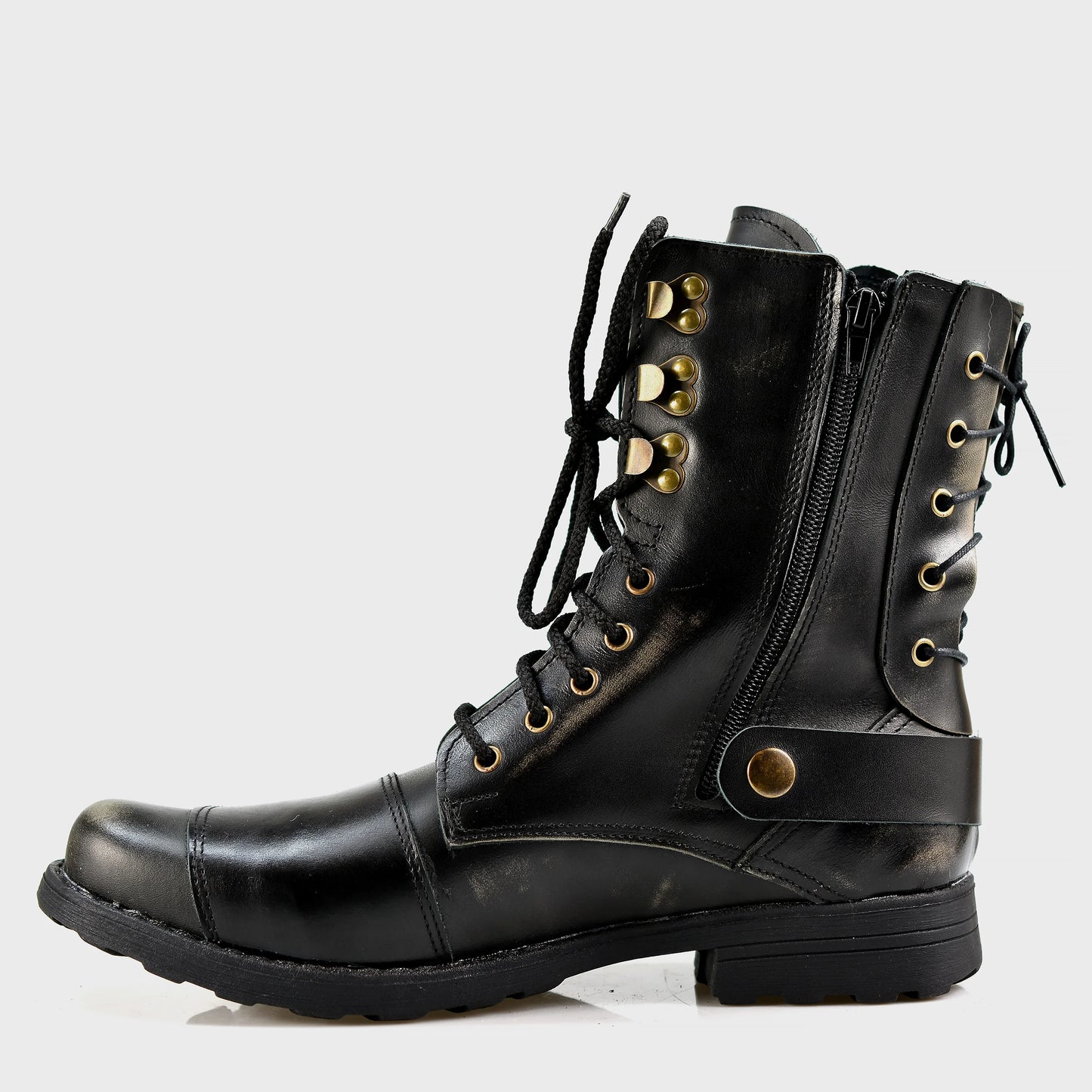Czarne BS skórzane buty motocyklowe męskie – Sonny | Jordan Handmade Shoes