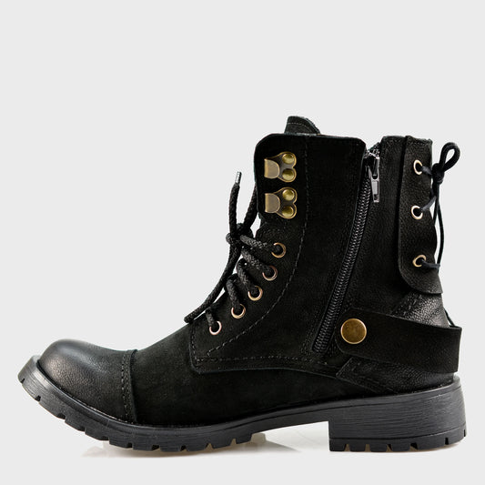 Czarne damskie skórzane botki – Elira | Jordan Handmade Shoes