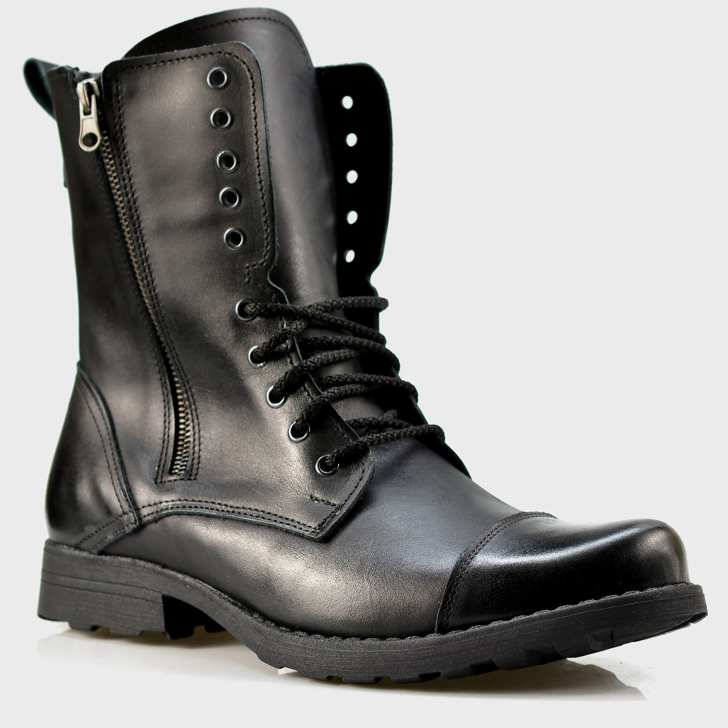Skórzane męskie wysokie czarne sztyblety - Landon | Jordan Handmade Shoes