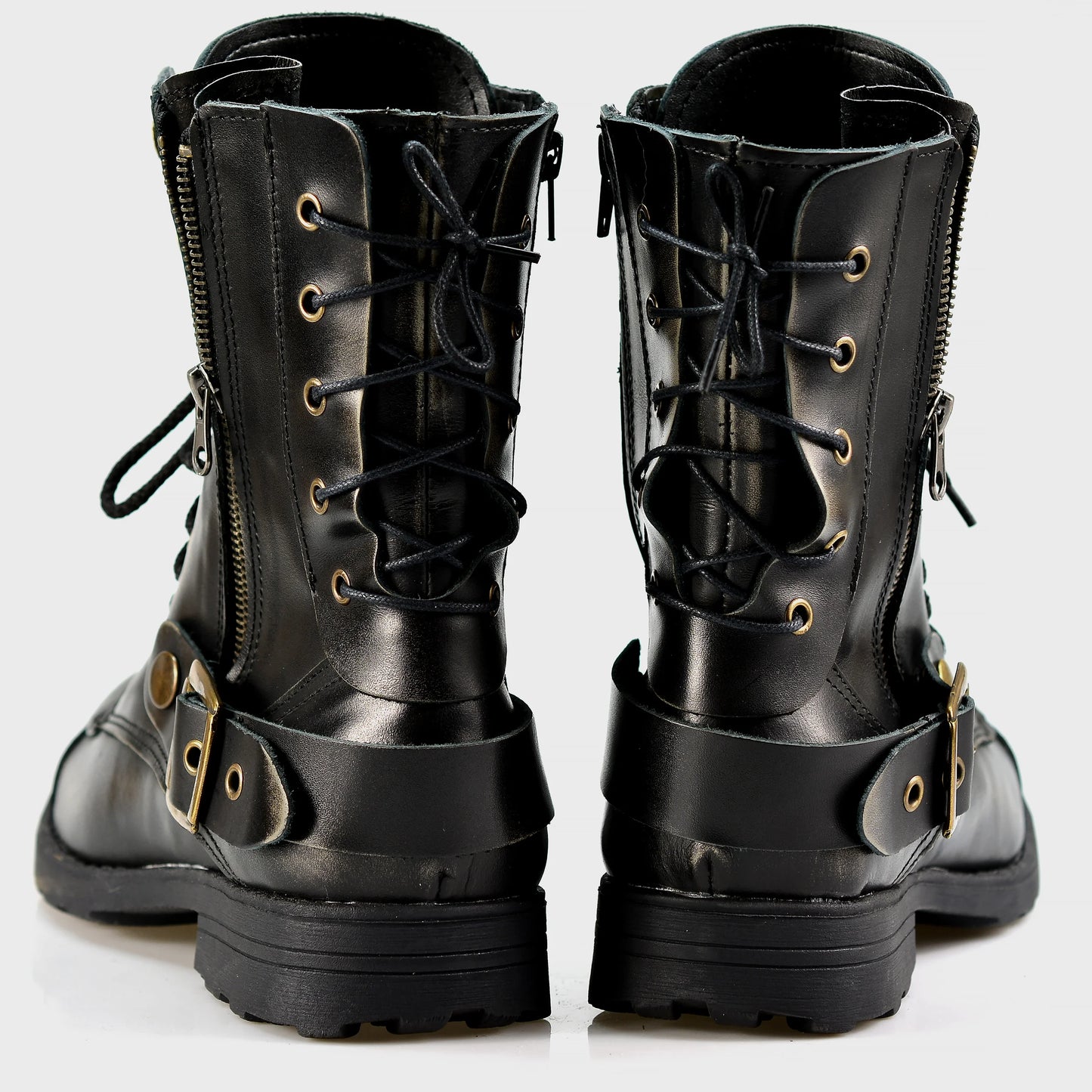 Czarne BS skórzane buty motocyklowe męskie – Sonny | Jordan Handmade Shoes