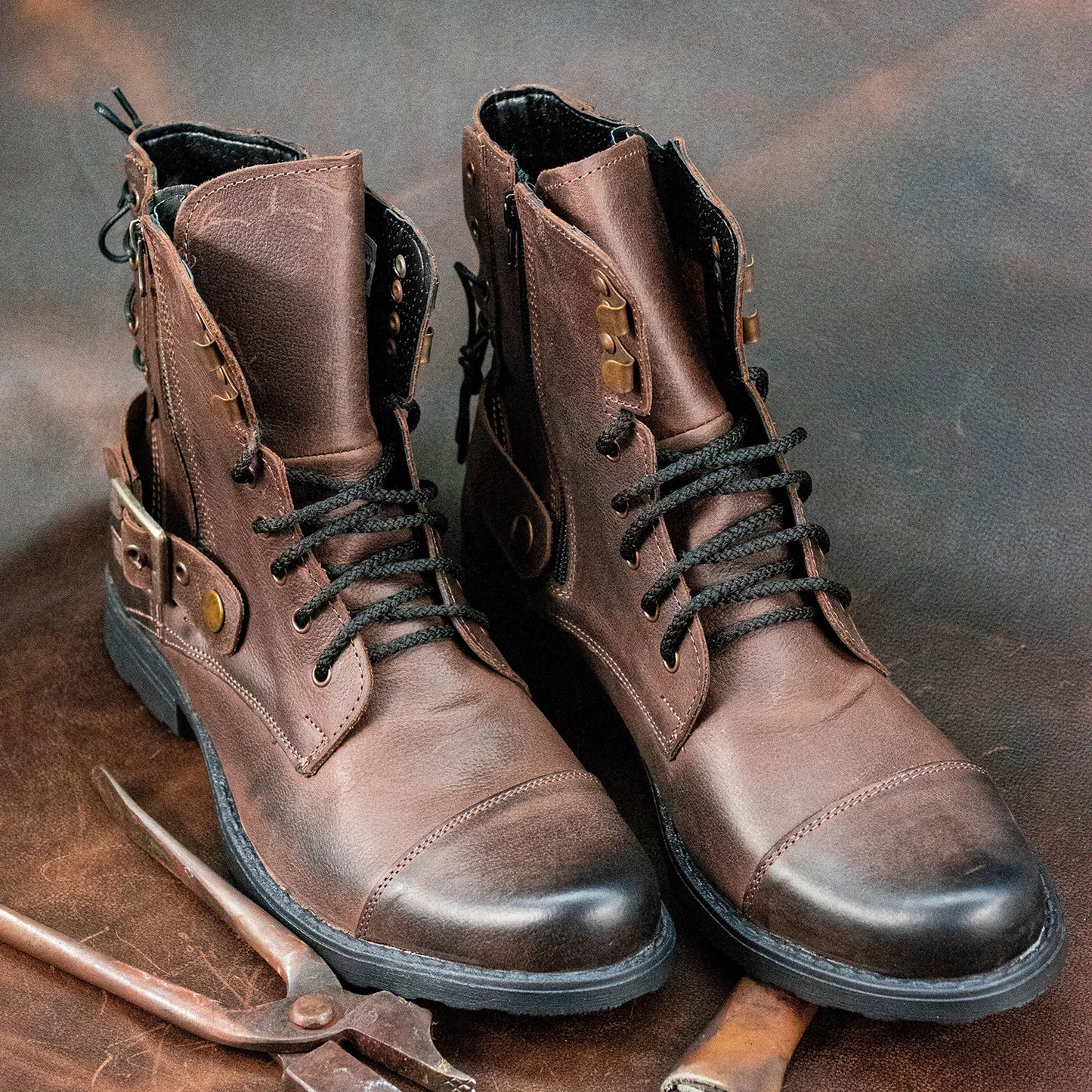 Sztyblety męskie skórzane brązowe – Maron | Jordan Handmade Shoes