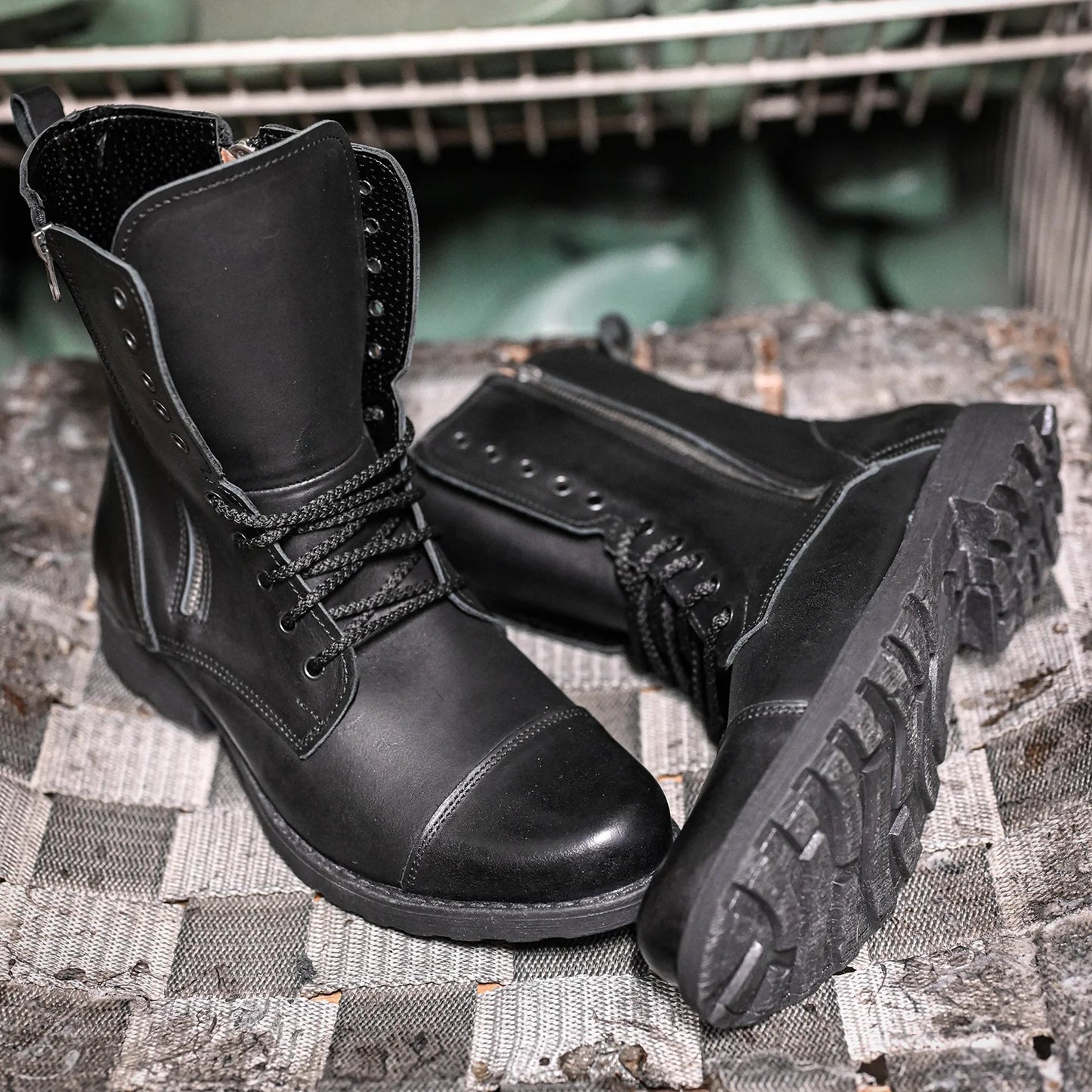 Skórzane męskie wysokie czarne sztyblety - Landon | Jordan Handmade Shoes