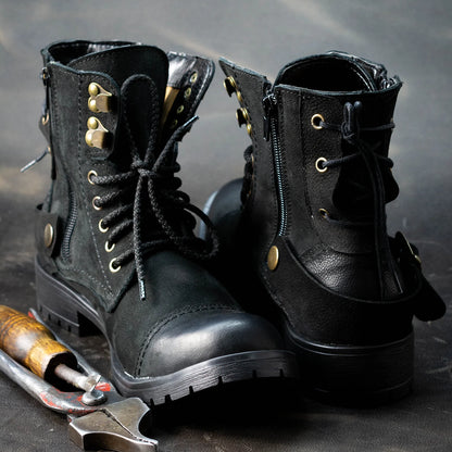 Czarne damskie skórzane botki – Elira | Jordan Handmade Shoes