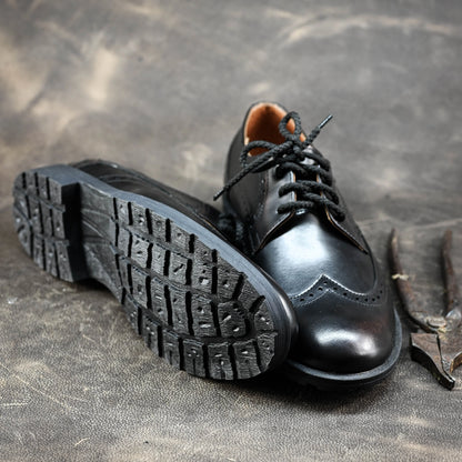 Czarne skórzane brogsy męskie – Oxford Ridge | Jordan Handmade Shoes
