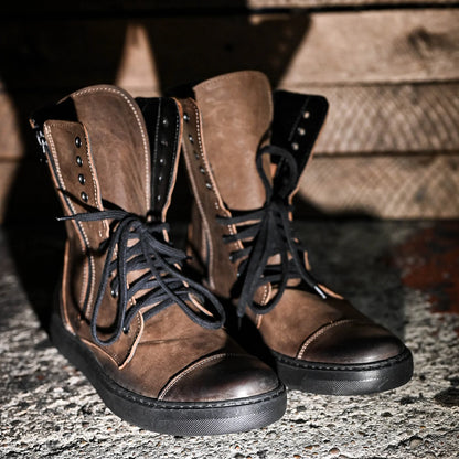 Skórzane męskie wysokie brązowe buty - Liam | Jordan Handmade Shoes