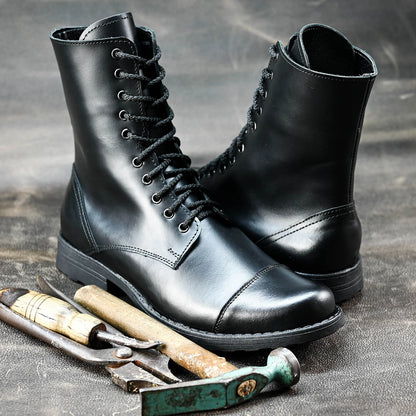 Skórzane męskie wysokie czarne sztyblety - Corvo | Jordan Handmade Shoes