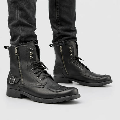 Czarne buty motocyklowe męskie skórzane - Blake