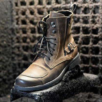 Brązowe skórzane buty motocyklowe męskie – Blake | Jordan Handmade Shoes