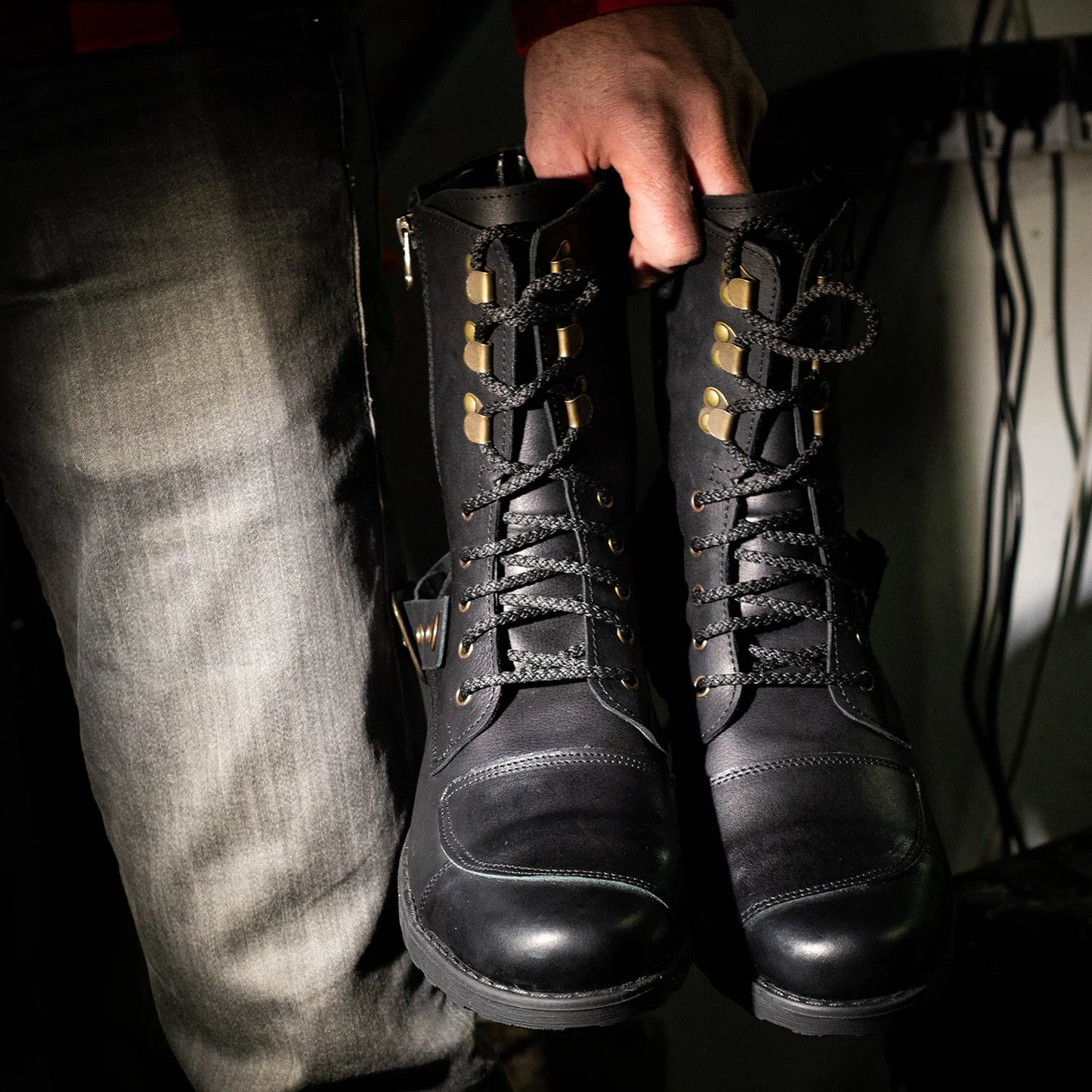 Czarne skórzane buty motocyklowe męskie – Sonny | Jordan Handmade Shoes