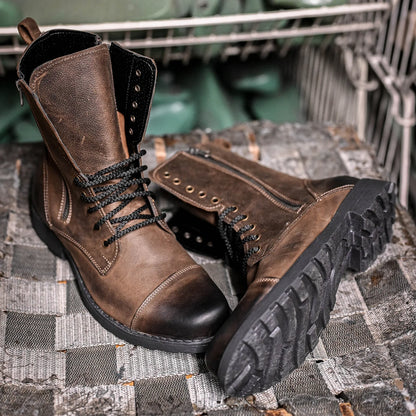 Skórzane męskie wysokie brązowe sztyblety – Landon | Jordan Handmade Shoes – zdjęcie 10
