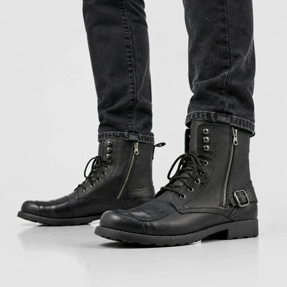 Czarne buty motocyklowe męskie skórzane - Blake
