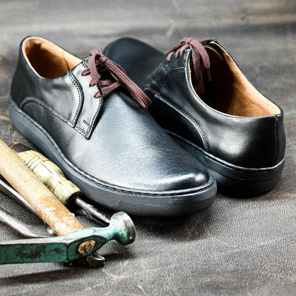 Czarne skórzane półbuty męskie – Luca | Jordan Handmade Shoes
