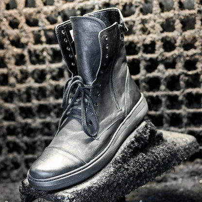 Skórzane męskie wysokie czarne buty – Liam | Jordan Handmade Shoes – zdjęcie 12