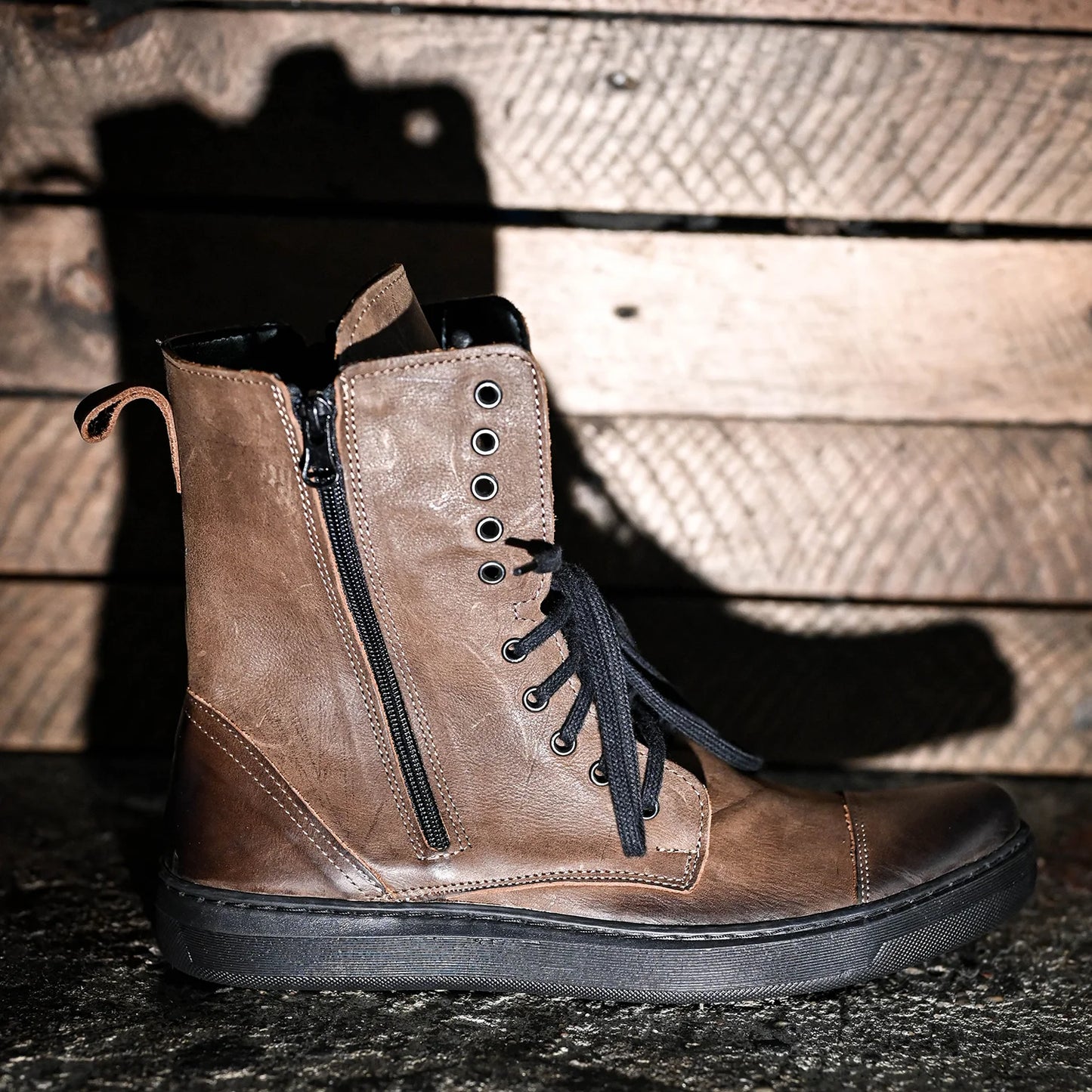 Skórzane męskie wysokie brązowe buty - Liam | Jordan Handmade Shoes