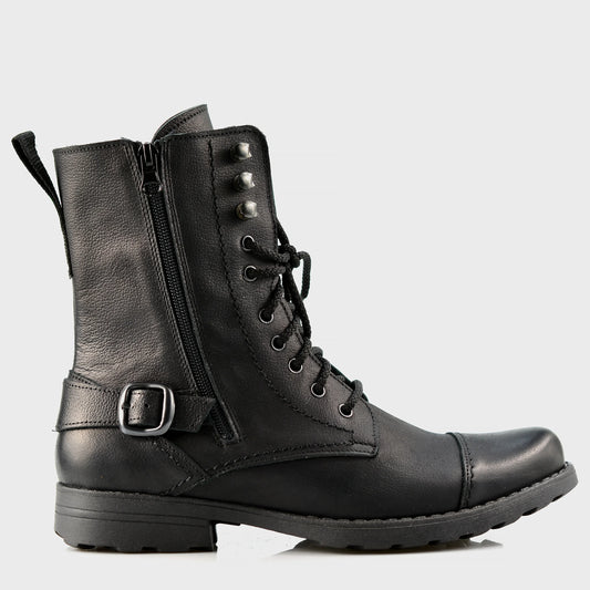 Skórzane męskie wysokie czarne sztyblety - Noah | Jordan Handmade Shoes