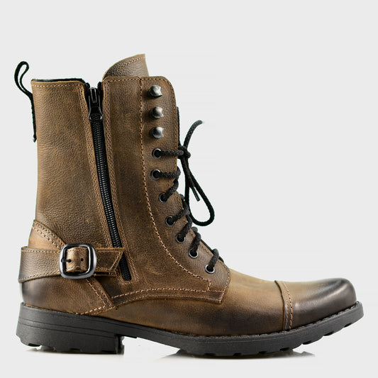 Skórzane męskie wysokie brązowe sztyblety - Noah | Jordan Handmade Shoes