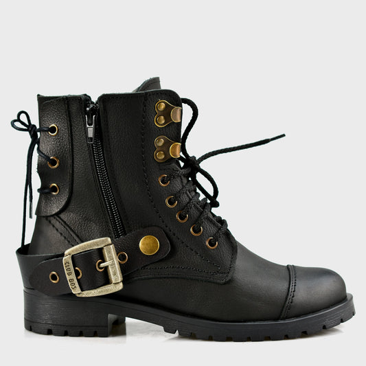 Czarne damskie skórzane botki – Mora | Jordan Handmade Shoes