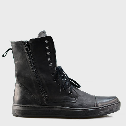 Skórzane męskie wysokie czarne buty - Liam | Jordan Handmade Shoes