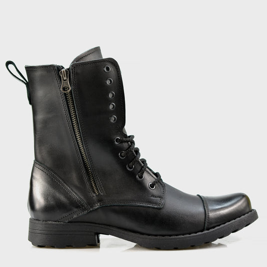 Skórzane męskie wysokie czarne sztyblety - Landon | Jordan Handmade Shoes
