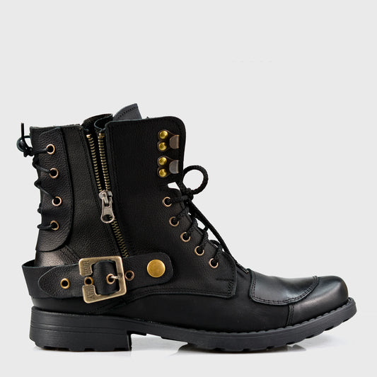 Czarne skórzane buty motocyklowe męskie – Chad | Jordan Handmade Shoes