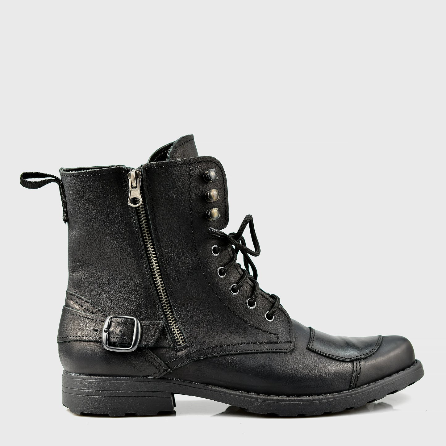 Czarne skórzane buty motocyklowe męskie – Blake | Jordan Handmade Shoes