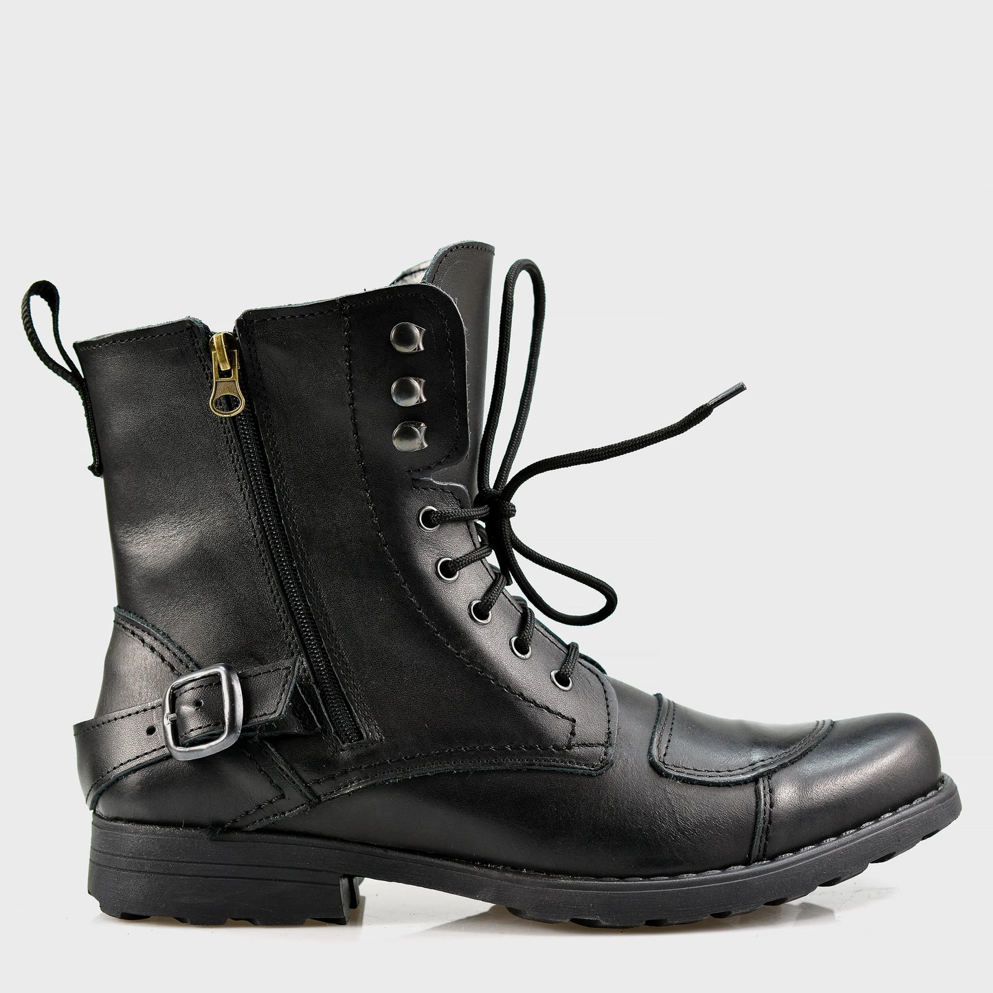 Czarne skórzane buty motocyklowe męskie – Ryan | Jordan Handmade Shoes
