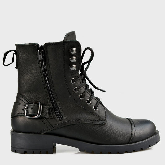 Czarne damskie skórzane botki – Alexa | Jordan Handmade Shoes