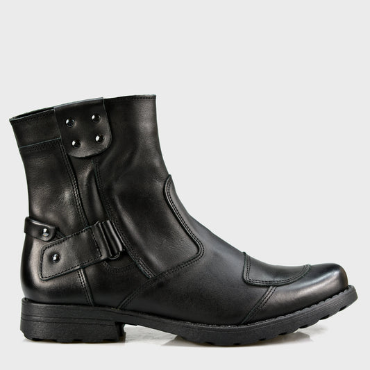 Czarne skórzane buty motocyklowe męskie – Bruce | Jordan Handmade Shoes