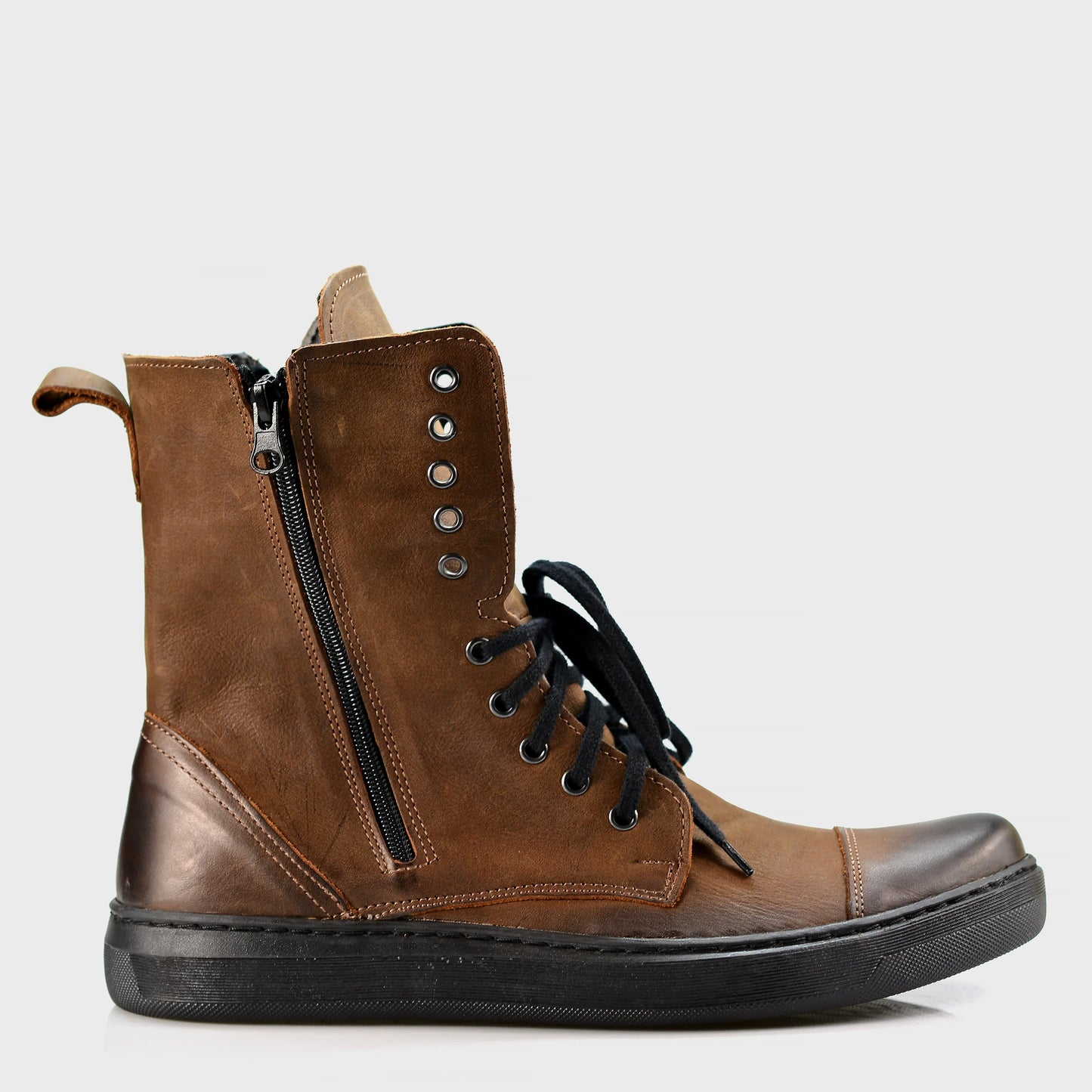 Skórzane męskie wysokie brązowe buty - Liam | Jordan Handmade Shoes