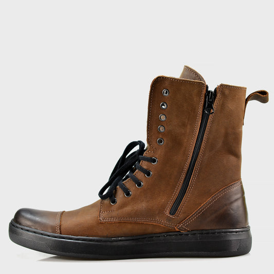 Skórzane męskie wysokie brązowe buty - Liam | Jordan Handmade Shoes