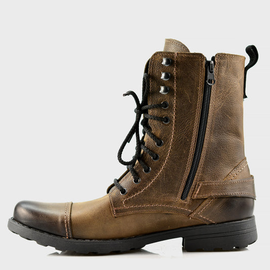 Skórzane męskie wysokie brązowe sztyblety - Noah | Jordan Handmade Shoes