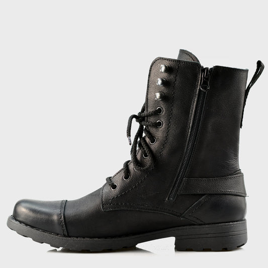 Skórzane męskie wysokie czarne sztyblety - Noah | Jordan Handmade Shoes