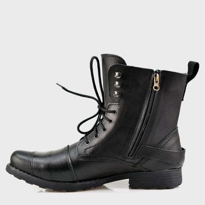 Czarne skórzane buty motocyklowe męskie – Ryan | Jordan Handmade Shoes