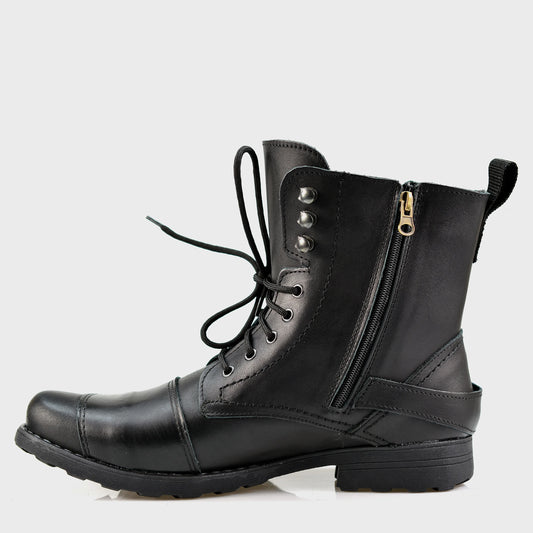 Czarne skórzane buty motocyklowe męskie – Ryan | Jordan Handmade Shoes