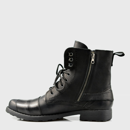 Czarne skórzane buty motocyklowe męskie – Blake | Jordan Handmade Shoes