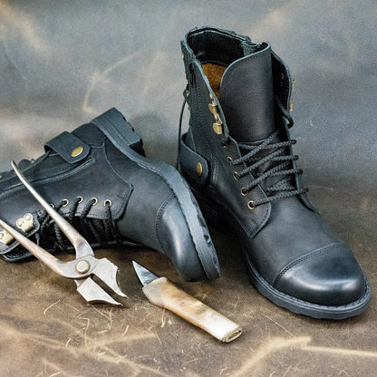 Sztyblety męskie skórzane czarne – Maron | Jordan Handmade Shoes