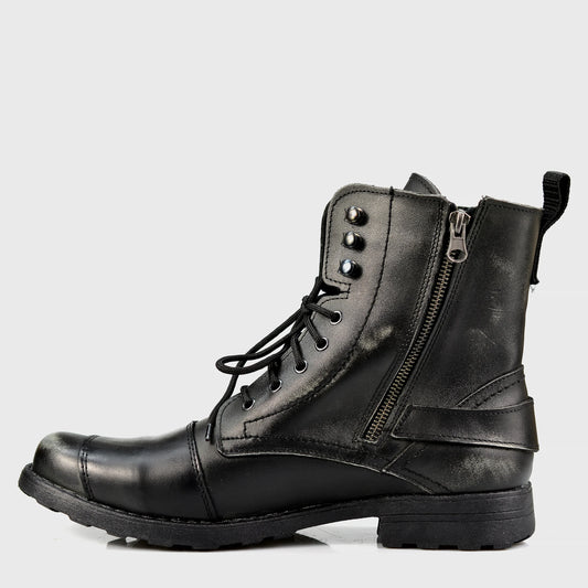 Czarne skórzane buty motocyklowe męskie – Jimy | Jordan Handmade Shoes