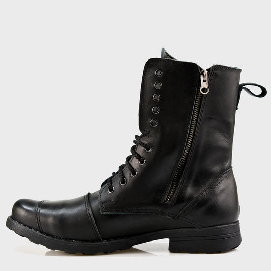 Czarne skórzane buty motocyklowe męskie – Hunter | Jordan Handmade Shoes