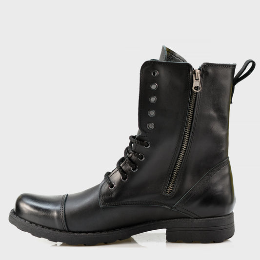 Skórzane męskie wysokie czarne sztyblety - Landon | Jordan Handmade Shoes