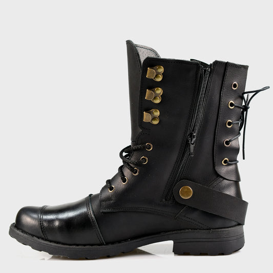 Czarne skórzane buty motocyklowe męskie – Sonny | Jordan Handmade Shoes