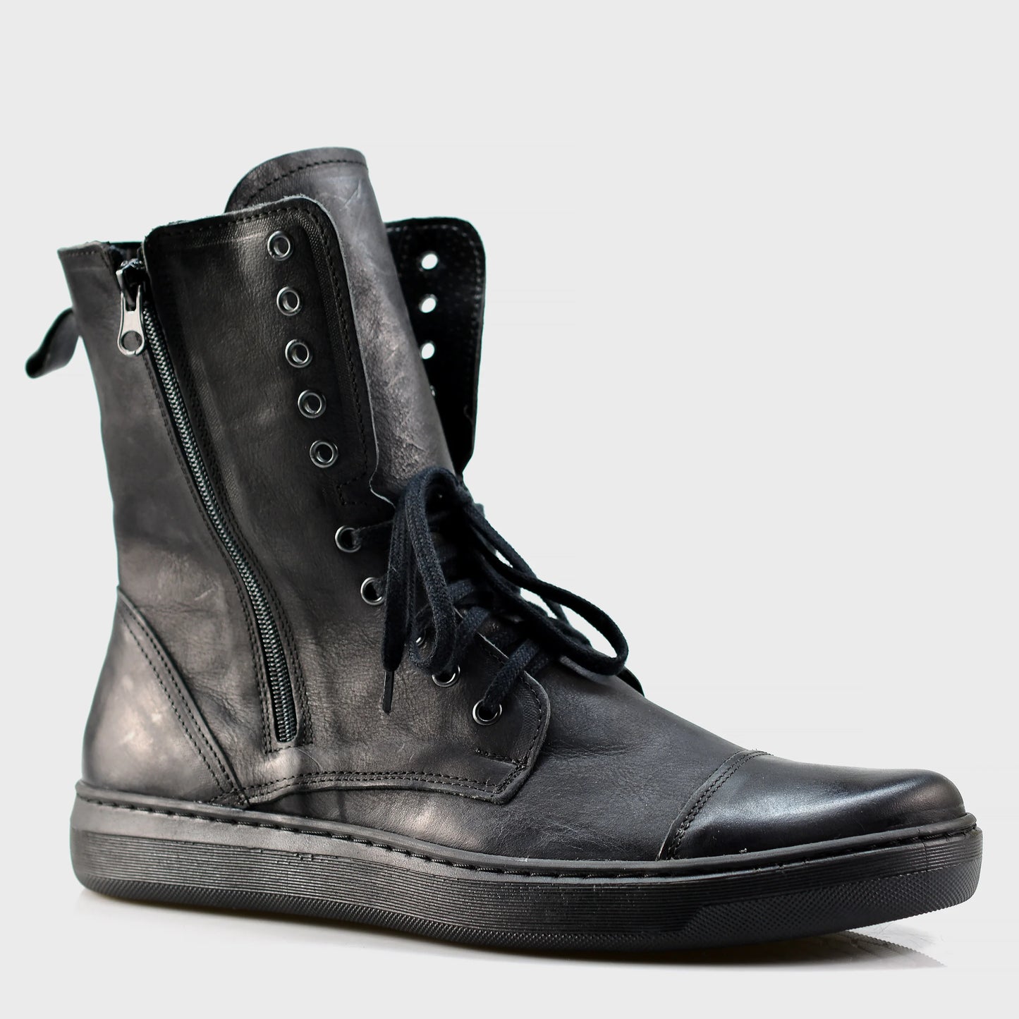 Skórzane męskie wysokie czarne buty – Liam | Jordan Handmade Shoes – zdjęcie 3