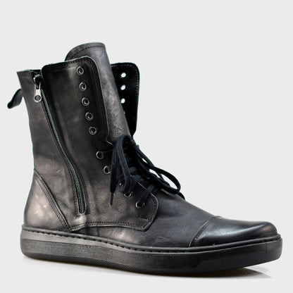 Skórzane męskie wysokie czarne buty – Liam | Jordan Handmade Shoes – zdjęcie 3