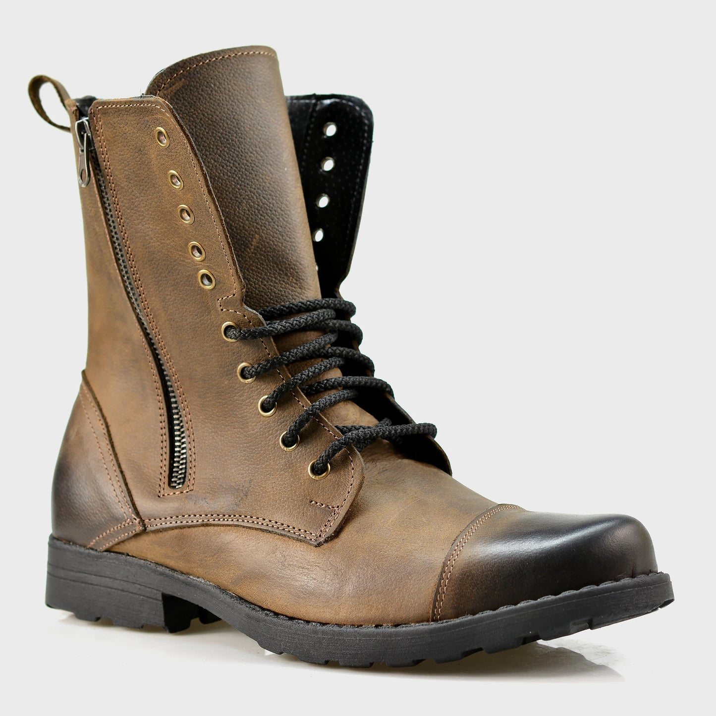 Skórzane męskie wysokie brązowe sztyblety – Landon | Jordan Handmade Shoes – zdjęcie 3