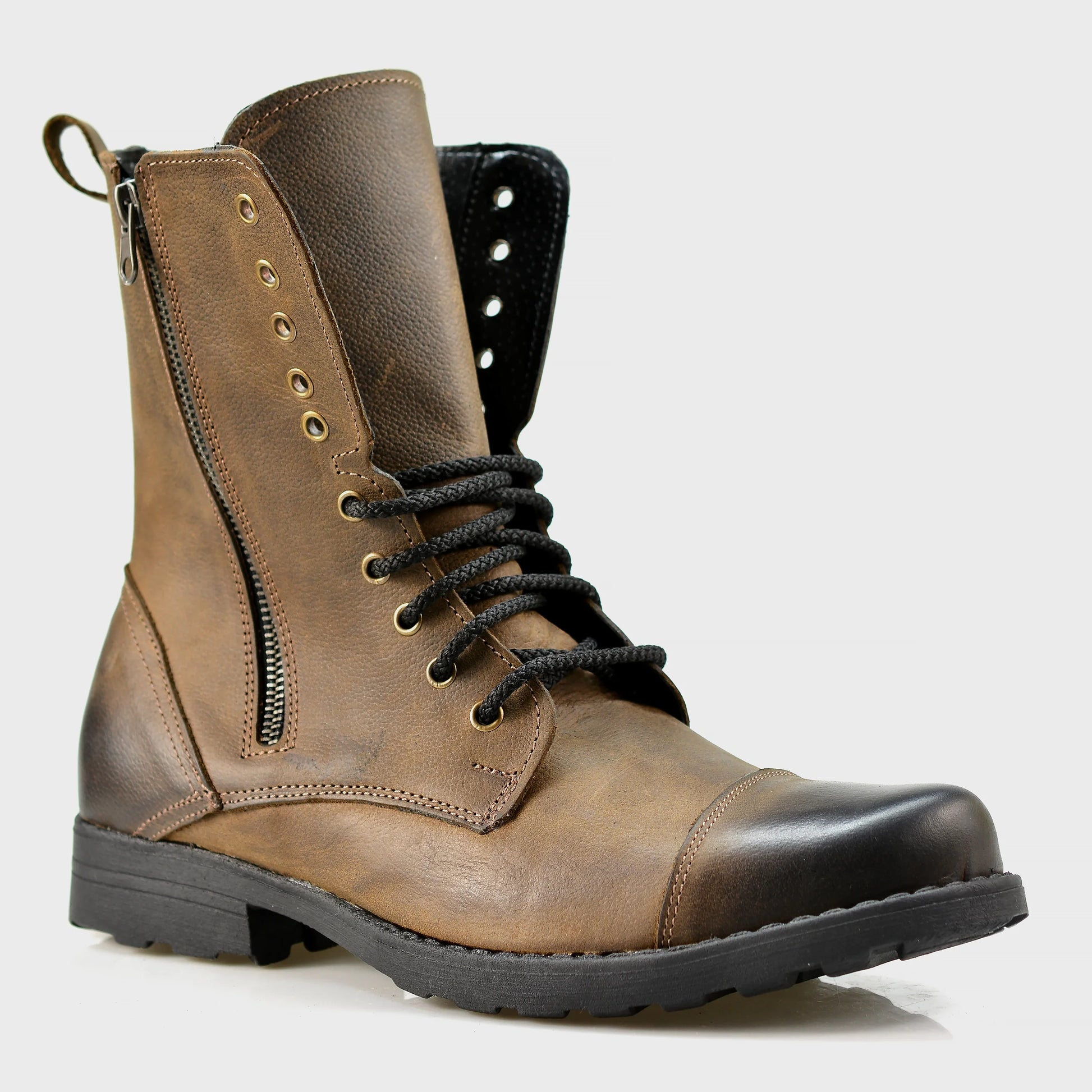 Skórzane męskie wysokie brązowe sztyblety – Landon | Jordan Handmade Shoes – zdjęcie 3