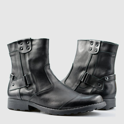 Sztyblety męskie skórzane czarne – Casual | Jordan Handmade Shoes