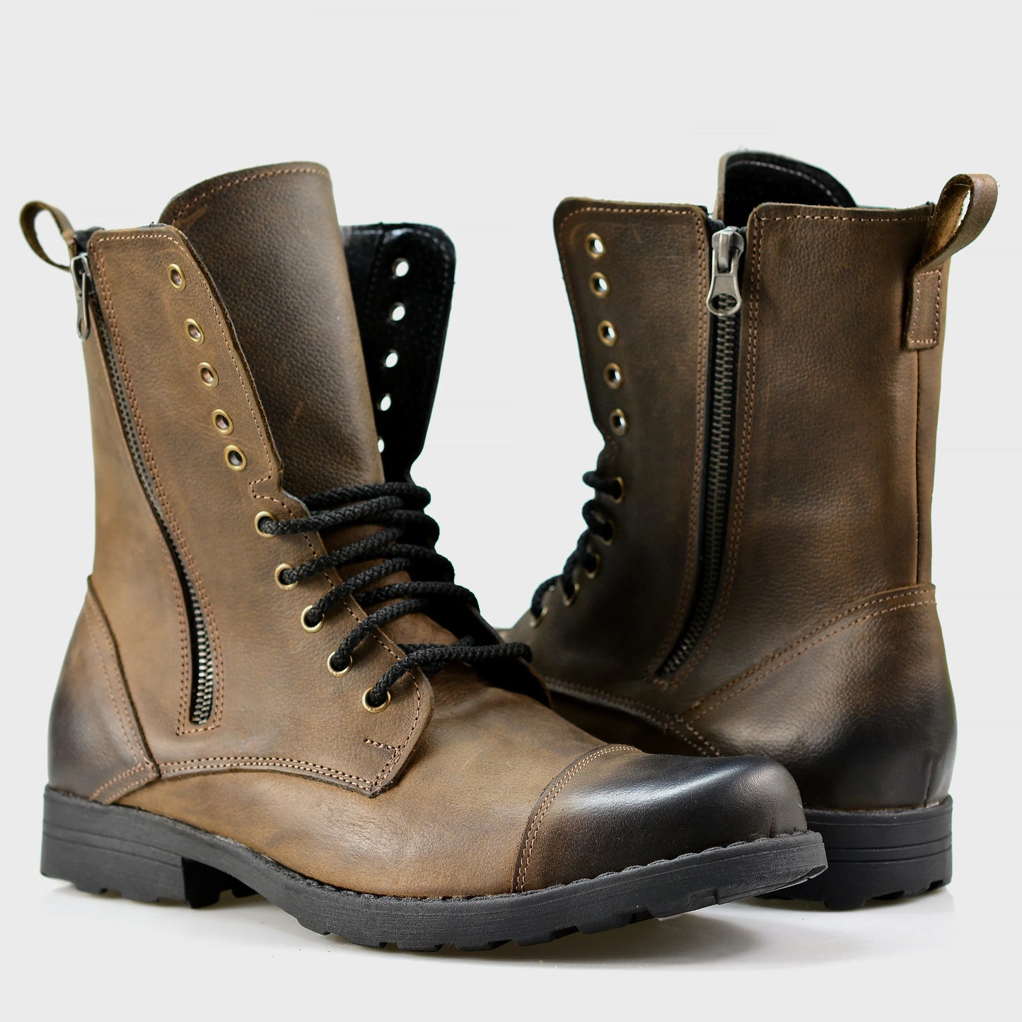 Skórzane męskie wysokie brązowe sztyblety – Landon | Jordan Handmade Shoes – zdjęcie 4