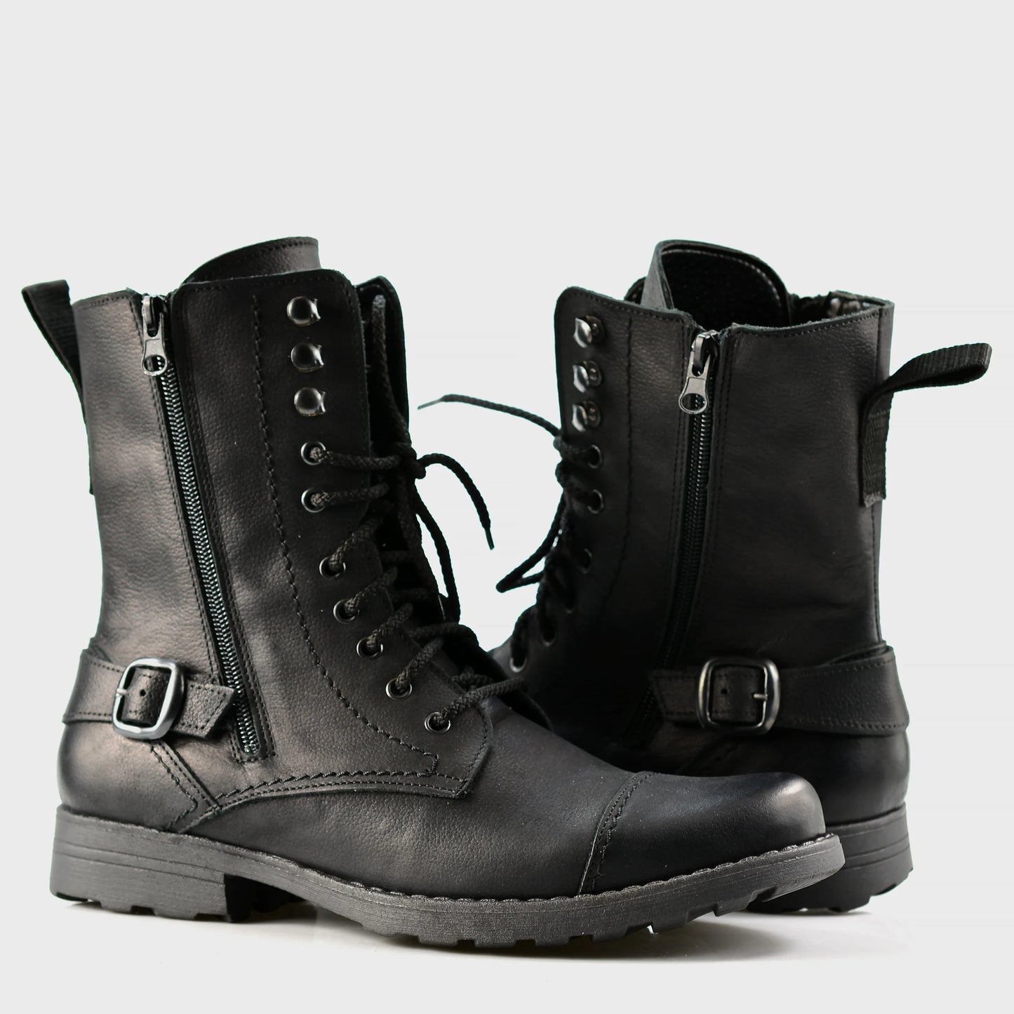 Skórzane męskie wysokie czarne sztyblety - Noah | Jordan Handmade Shoes