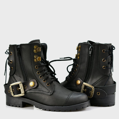 Czarne damskie skórzane botki – Mora | Jordan Handmade Shoes